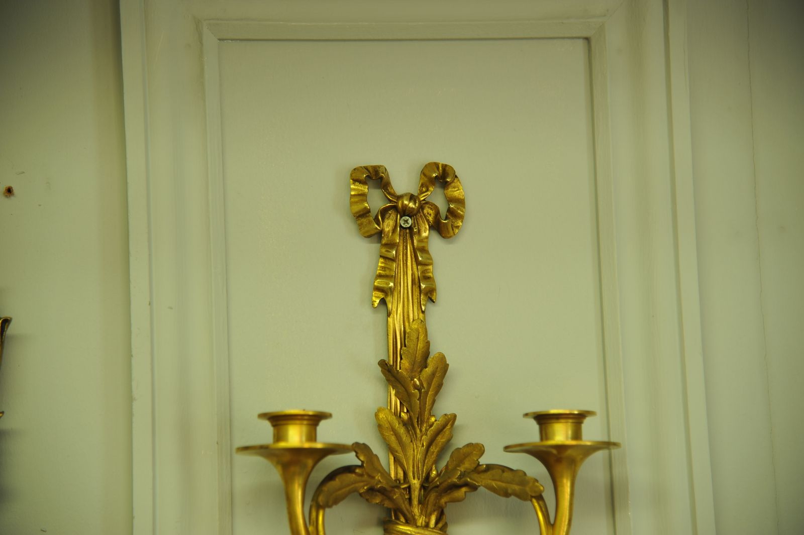 photo for sale Pair Of 19c Antique French Gilt Bronze Wall Lights/ Sconces