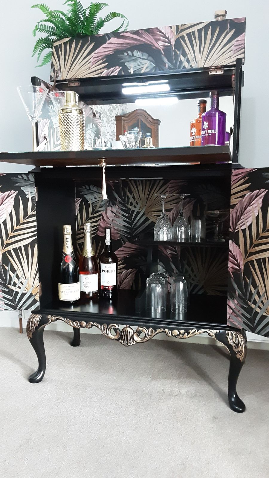 Queen Anne Walnut Cocktail Cabinet. photo for sale