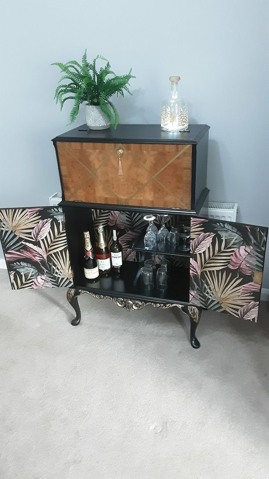photo for sale Queen Anne Walnut Cocktail Cabinet.