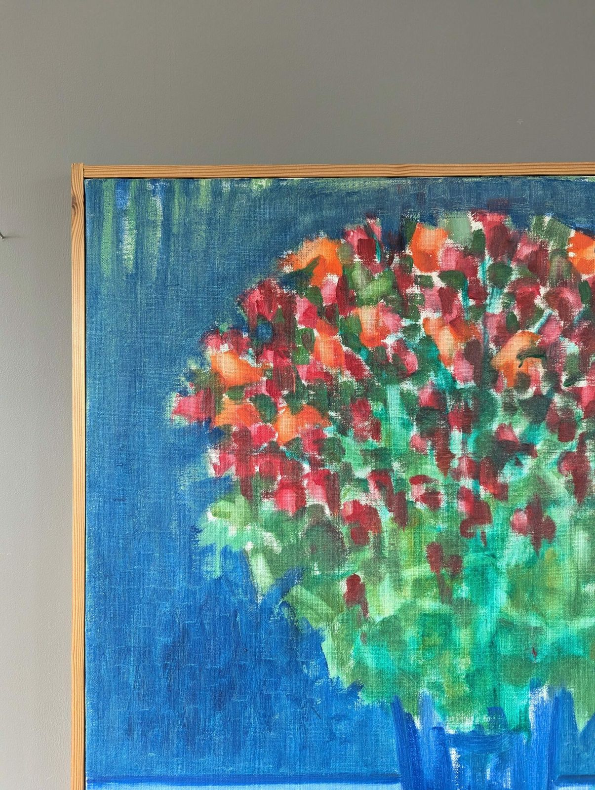 Floral By Blue Oil Painting, Modernist photo Art