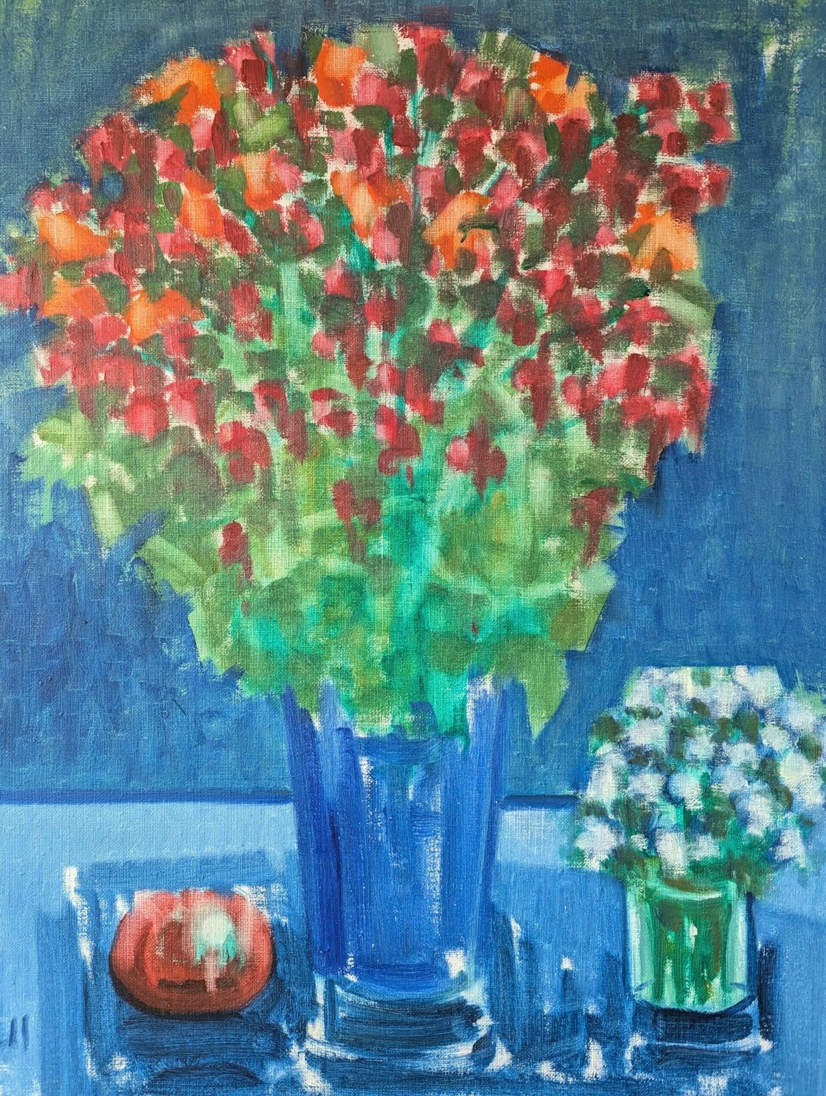 Floral By Blue Oil Painting, Modernist photo buy
