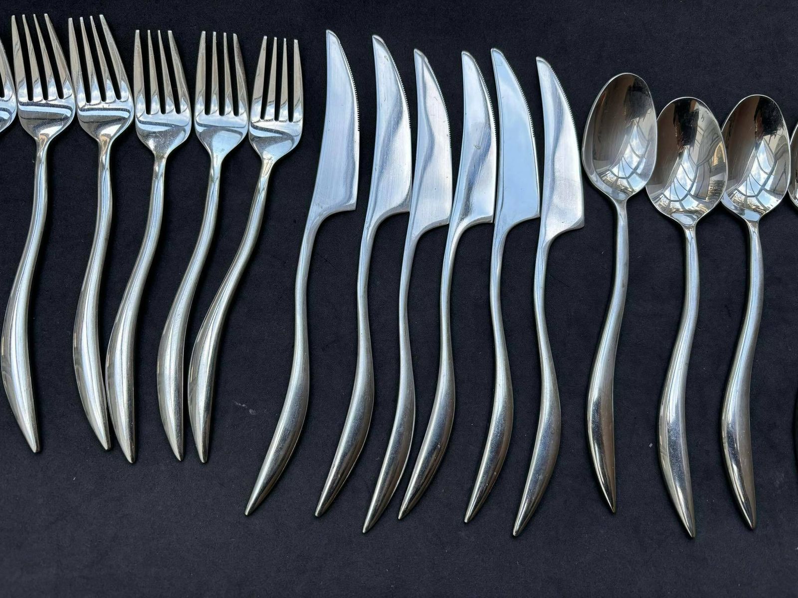 Flatware Twist Cutlery Twisted Set 18 Decor Medieval Viking Postmodern Flatware Handmade 6 Couple Gift Wedding photo for sale