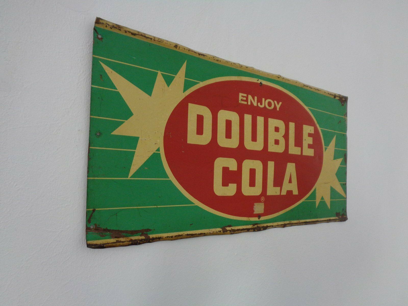 Tin Enjoy Double Cola Sign, USA, 1960s photo for sale