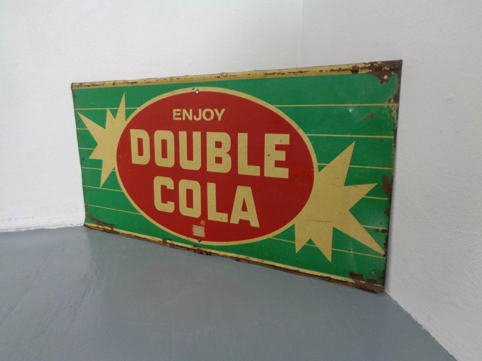 Tin Enjoy Double Cola Sign, USA, 1960s photo vintage
