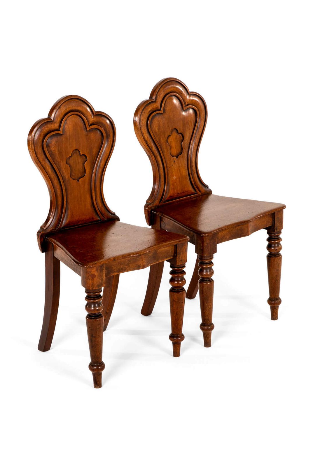 Pair Of Mahogany Hall Chairs, 1800s photo for sale
