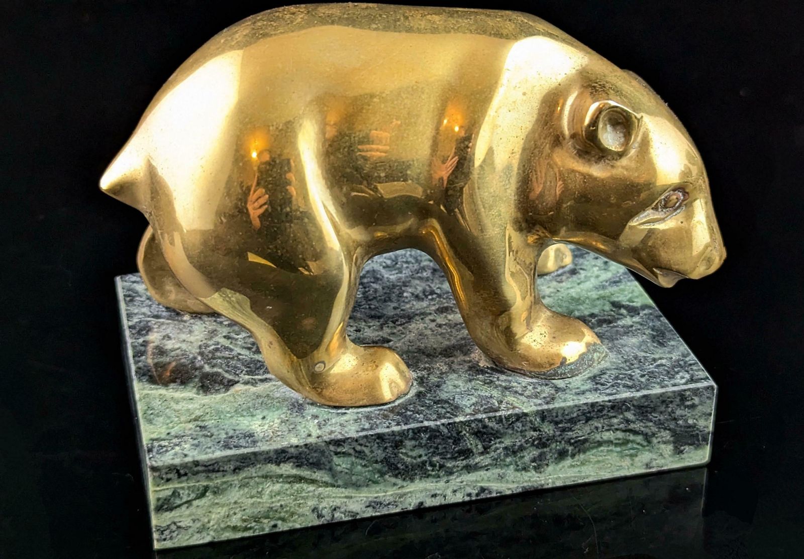 Vintage Art Deco Brass Baby Polar Bear, Desk Figure photo vintage