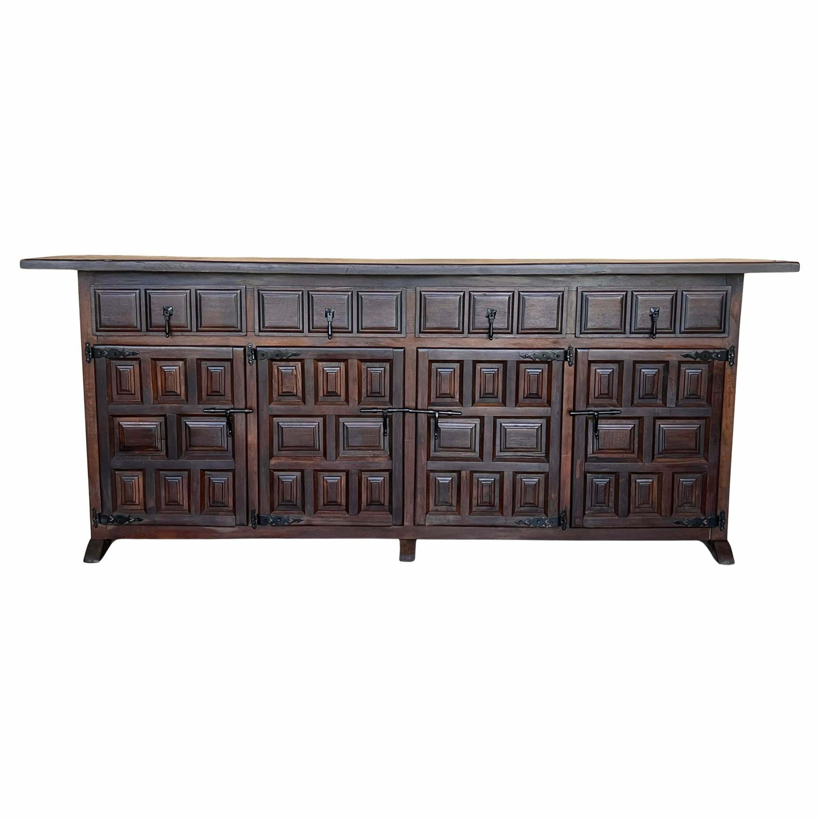 Grande credenza ou buffet baroque catalan espagnol en noyer, XIXe siècle