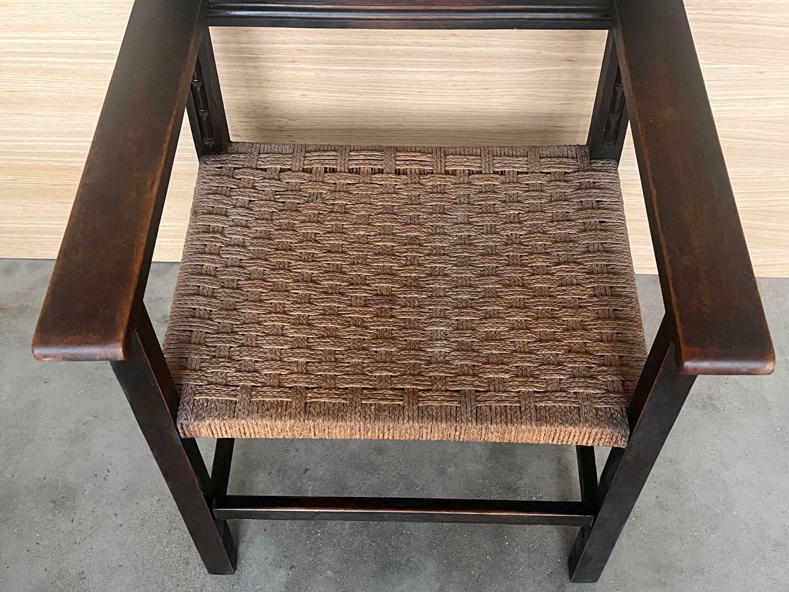 photo for sale 20th Century Pair Of Catalan Throne Armchairs In Walnut And Caned Seats