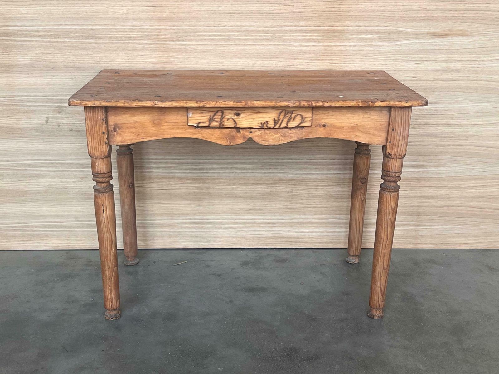 Table console ou table de canapé espagnole rustique en pin « Mobila », avec tiroir photo furniture