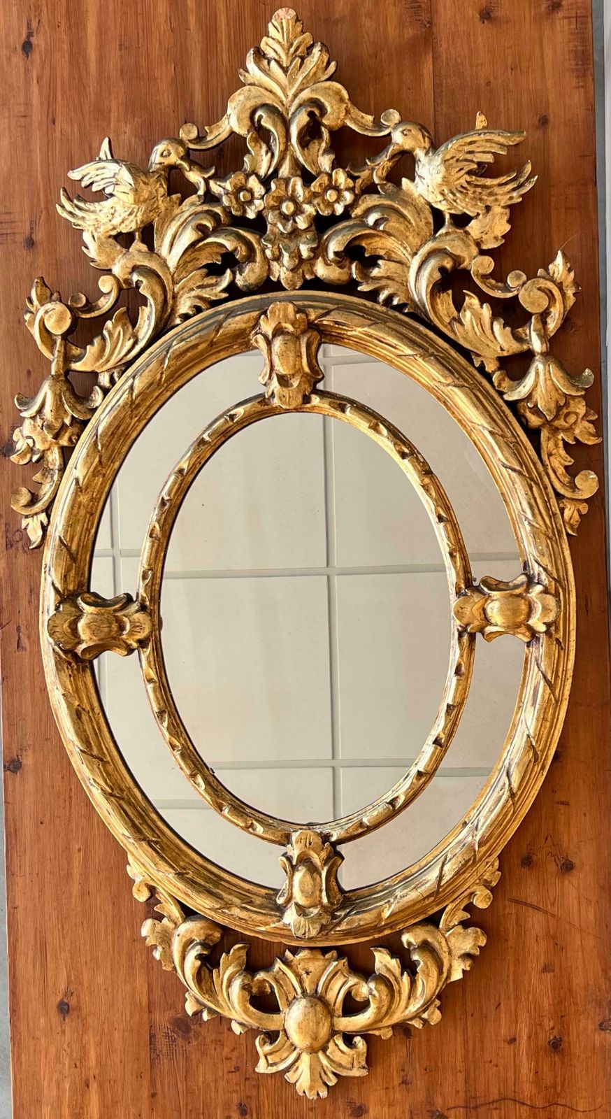 19th French Empire Period Gilt Wood Oval Mirror photo for sale
