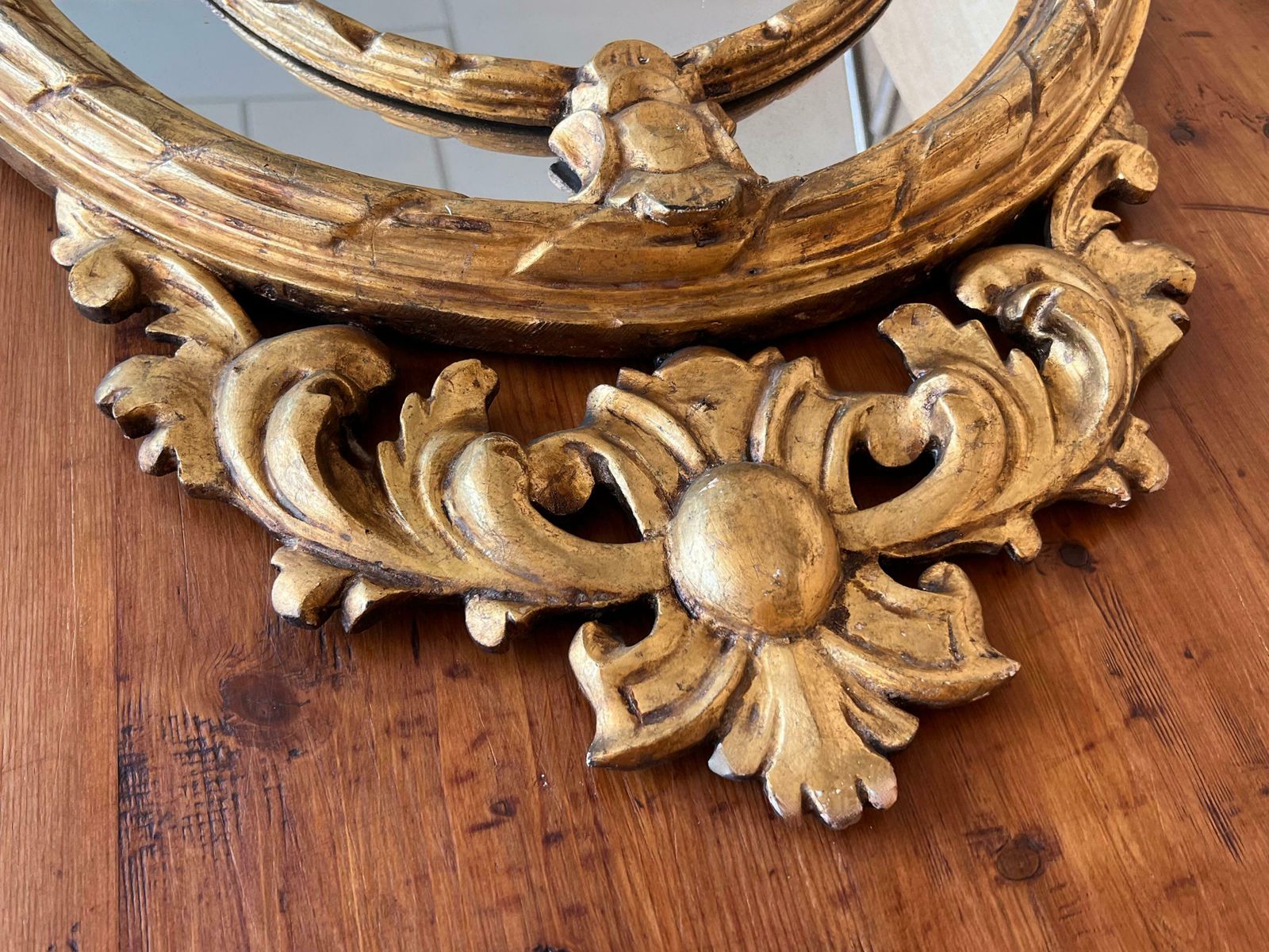 Miroir ovale d'époque Empire en bois doré, XIXe siècle photo buy