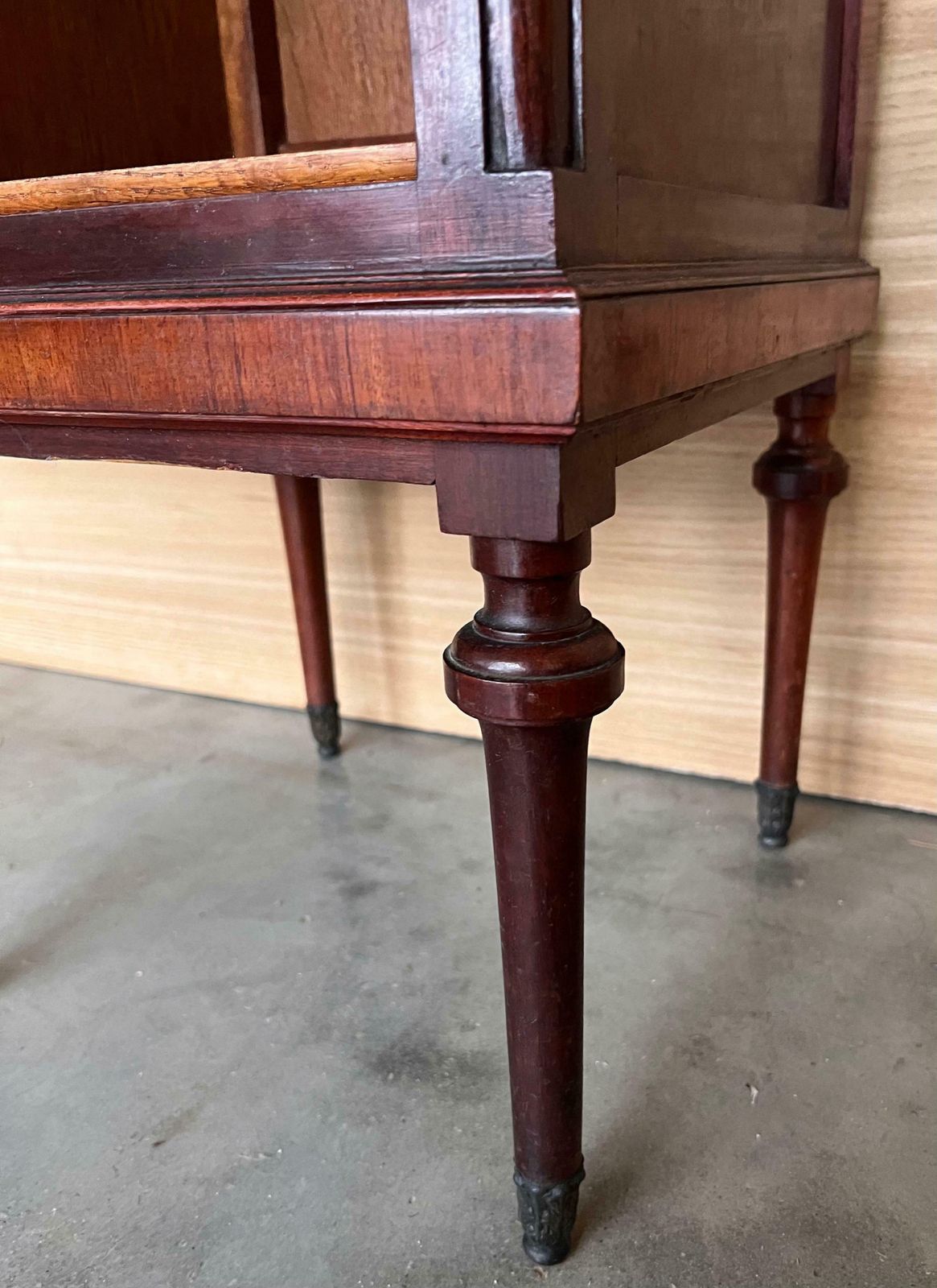 Furniture 20th Century Pair Of Louis XVI Style Marble Top, Bronze And Walnut Nightstands photo