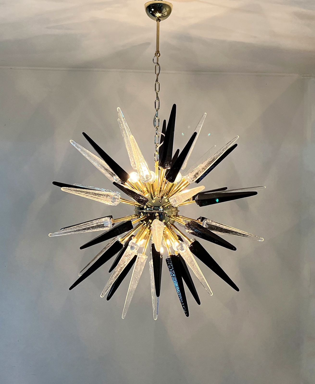 Exceptional Murano Trasparent And Black Glass Sputnik Chandelier   51 Glasses photo furniture