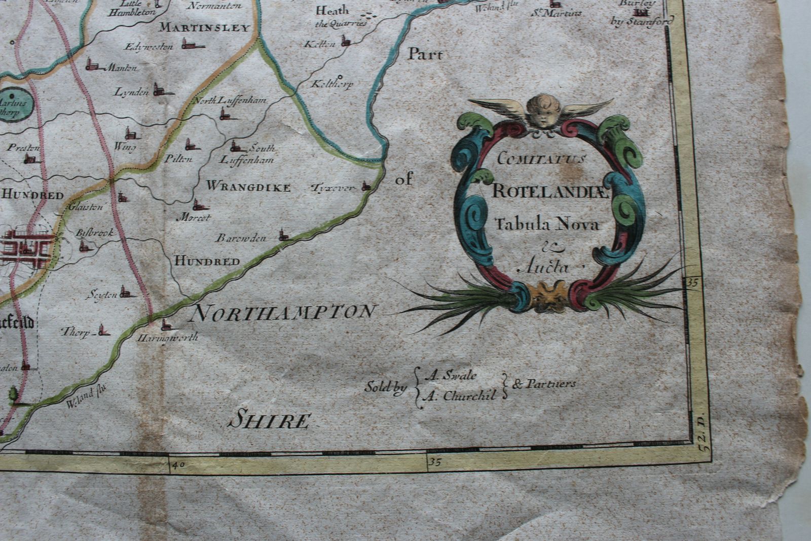 17th Century Map Of The County Of Rutland ‘Comitatus Rotelandiae Tabula Nova & Aucta’ By Robert Morden. photo furniture