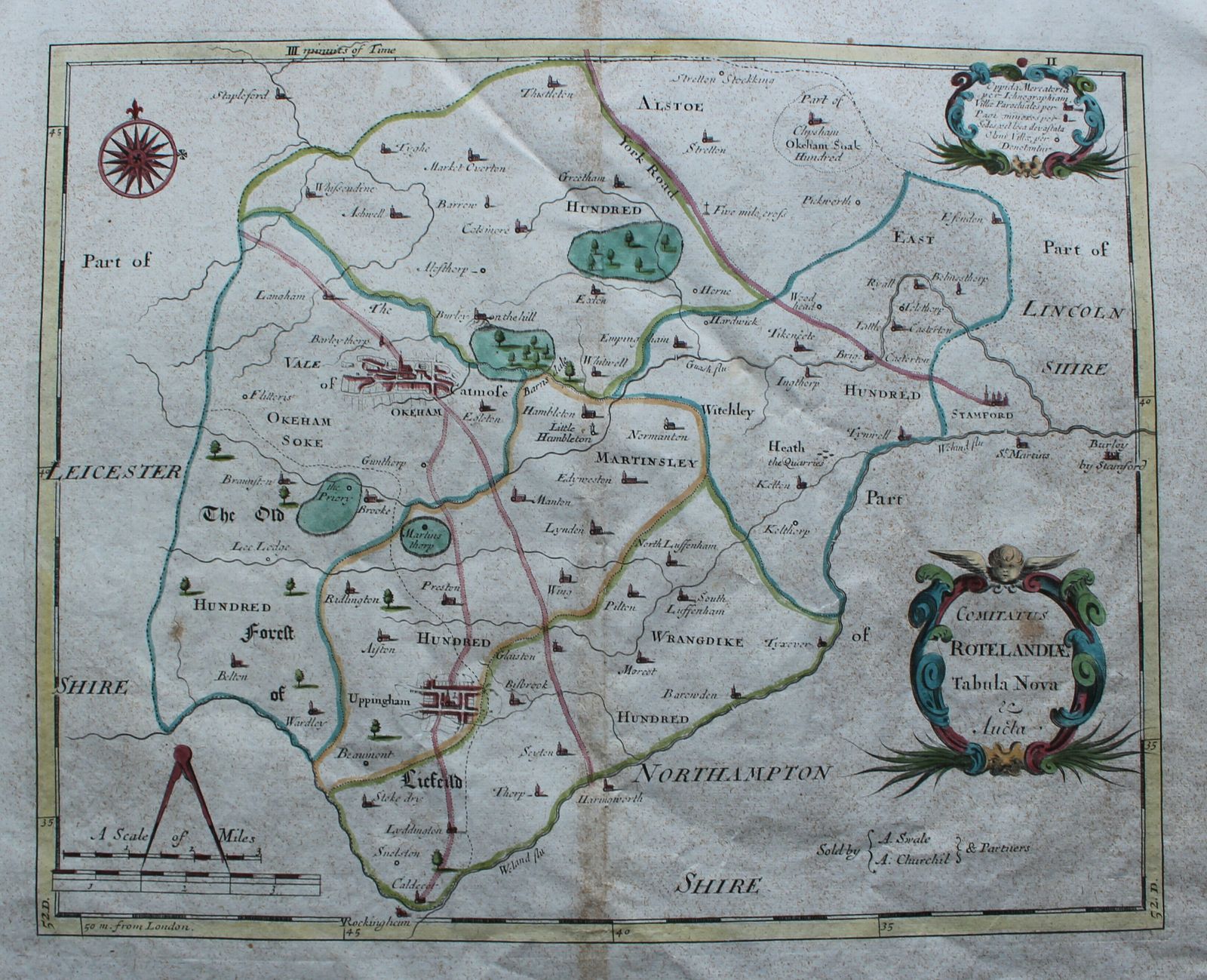 17th Century Map Of The County Of Rutland ‘Comitatus Rotelandiae Tabula Nova & Aucta’ By Robert Morden. photo vinterior