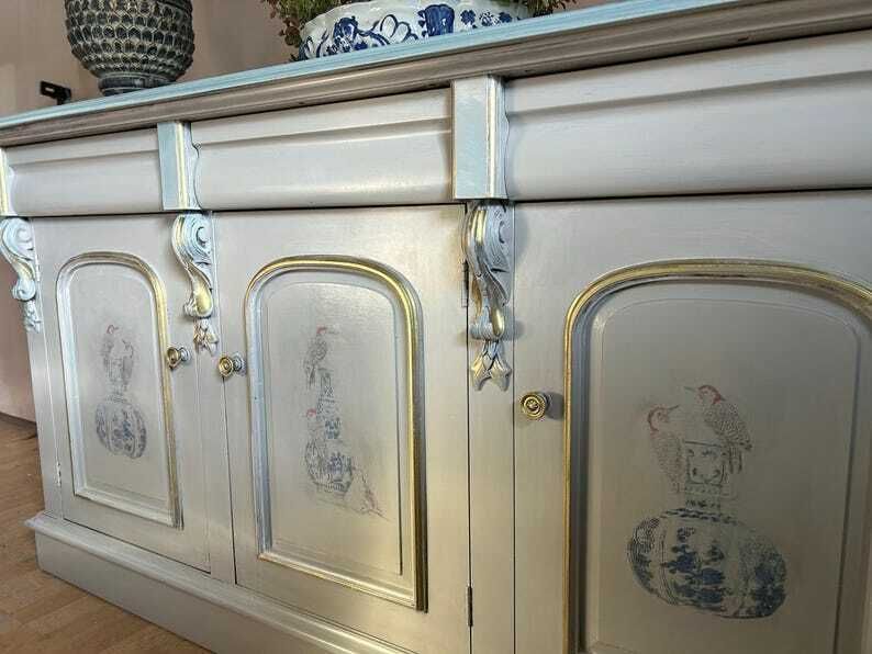 Antique Hand Painted Sideboard / Shabbychic Sideboard/ Painted Upcycled Sideboard photo for sale
