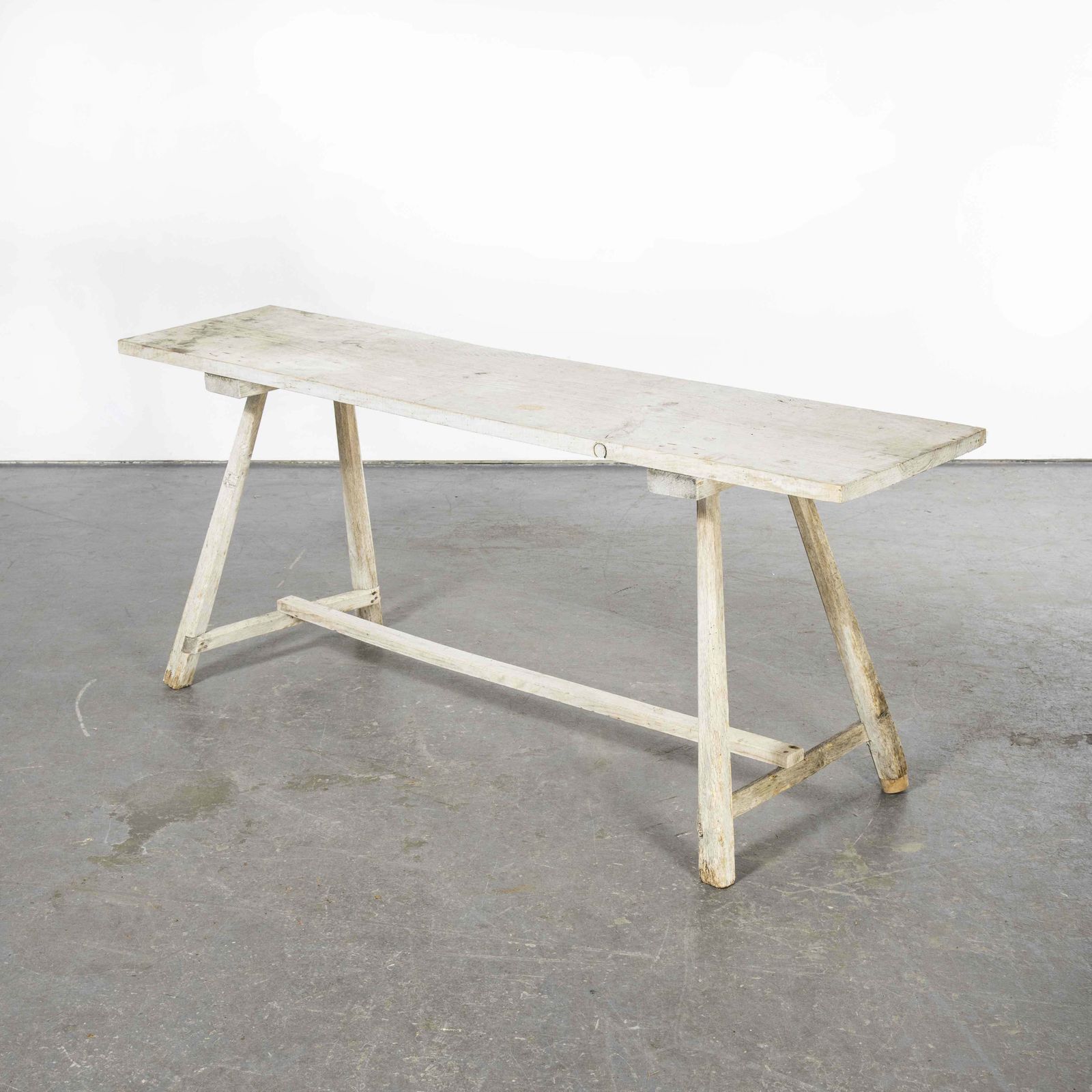 19th Century Original French Washing Table Scrubbed And Bleached Top