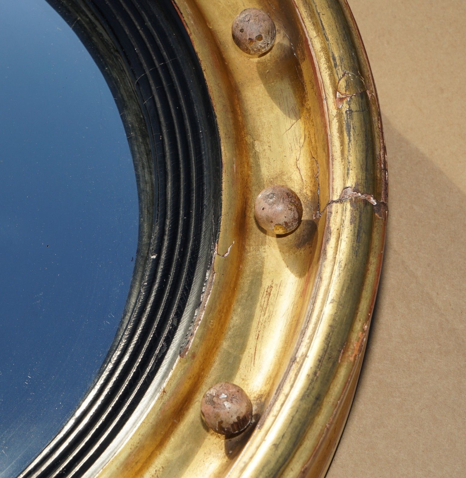 Collectable Antique Regency Cir 1815 Giltwood Framed Convex Butlers Wall Mirror photo vintage