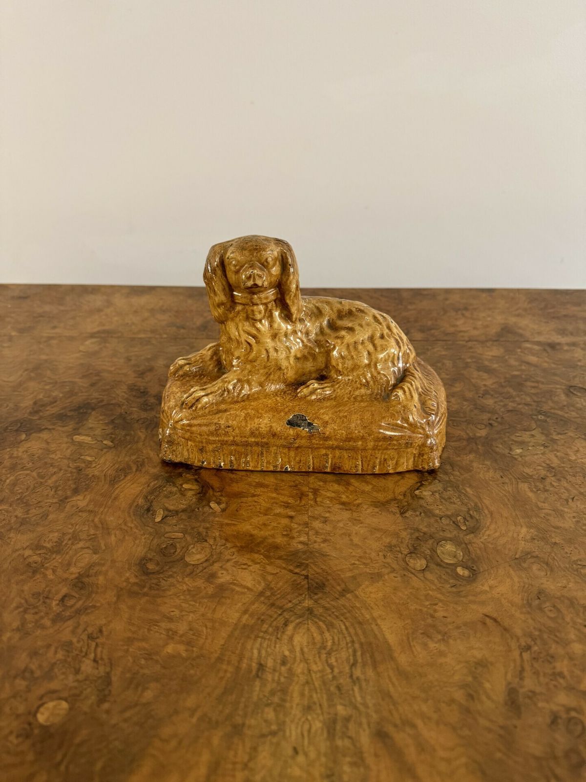 Unusual 19th Century Staffordshire Stoneware King Charles Spaniel photo 365.0
