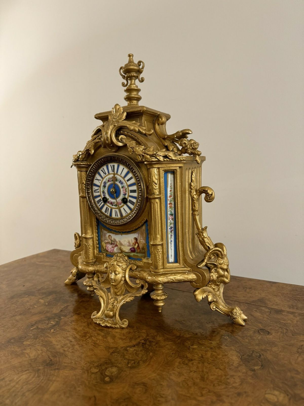 Elegant Quality 19th Century French Gilt Metal And Porcelain Clock photo furniture