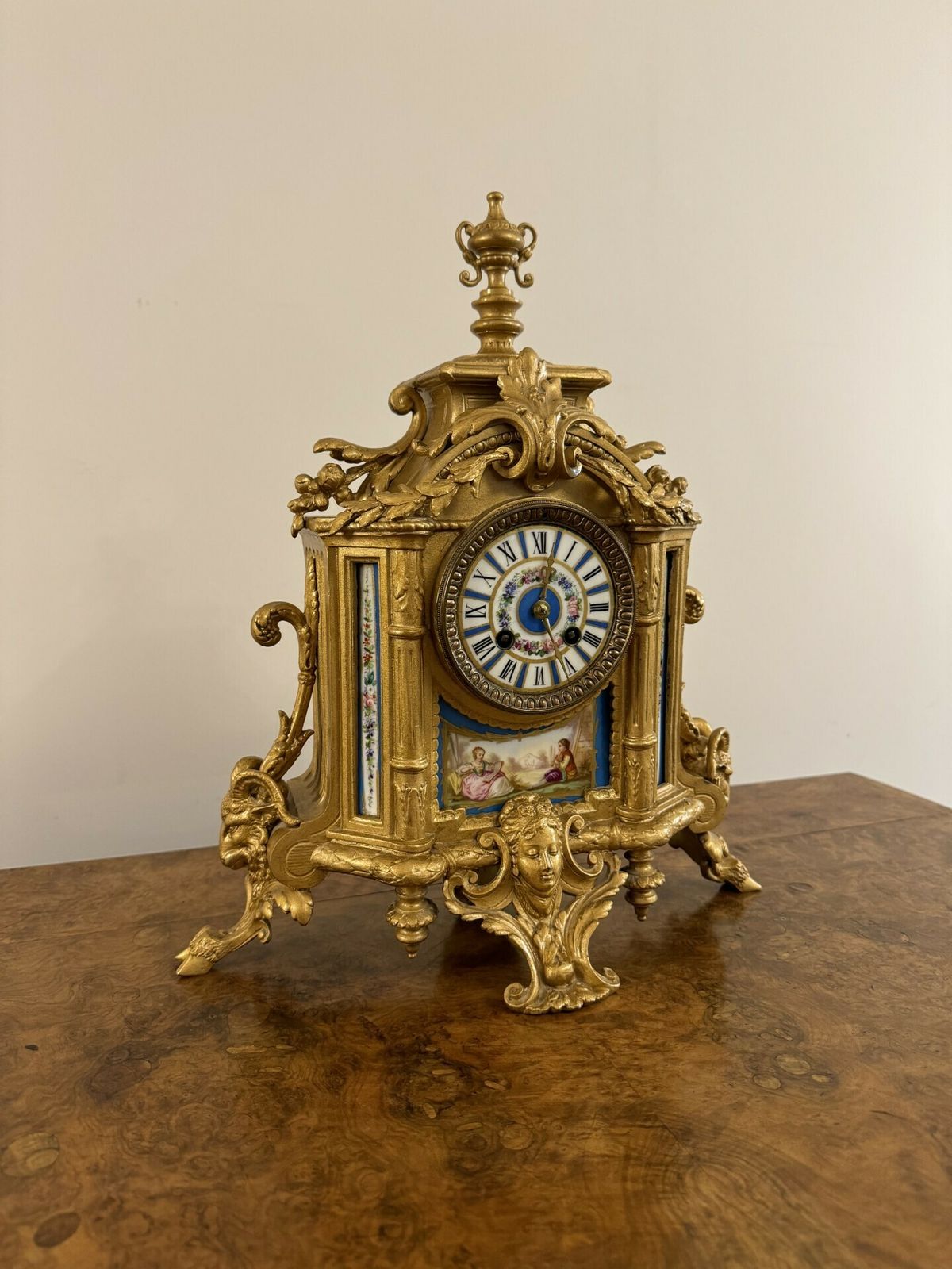 Elegant Quality 19th Century French Gilt Metal And Porcelain Clock photo buy
