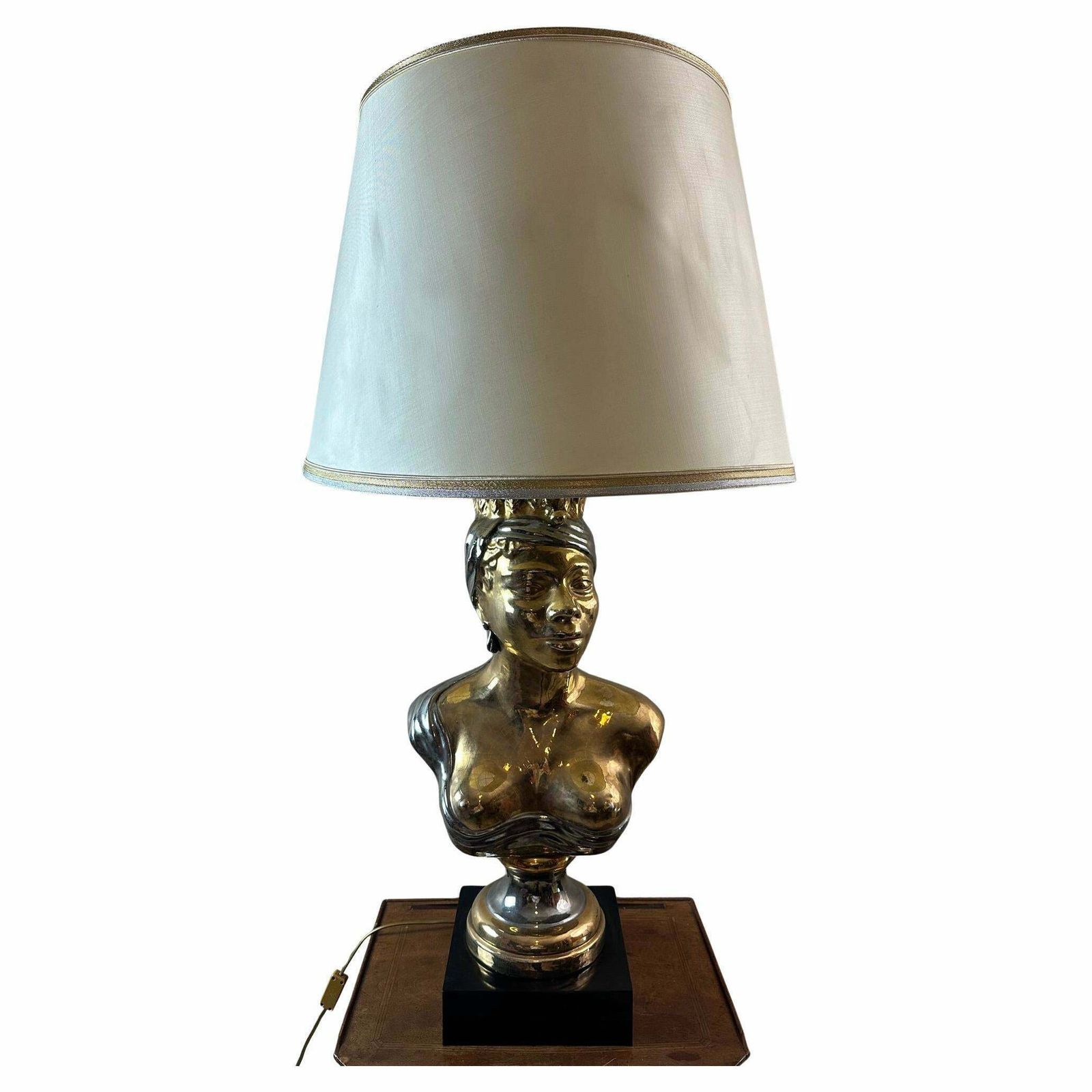 Mid Century Italian Ceramic African Women Table Lamp, 1960s
