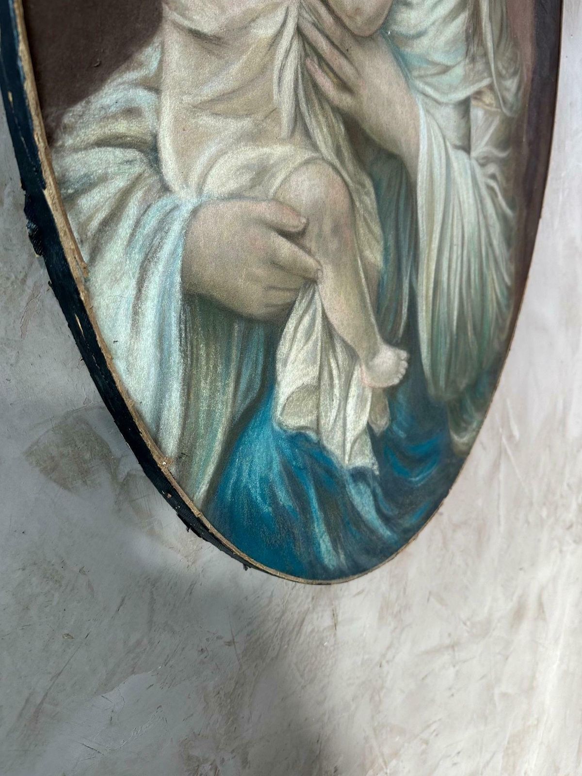 photo for sale Early 20th Century Virgin And Child Painting, 1900s
