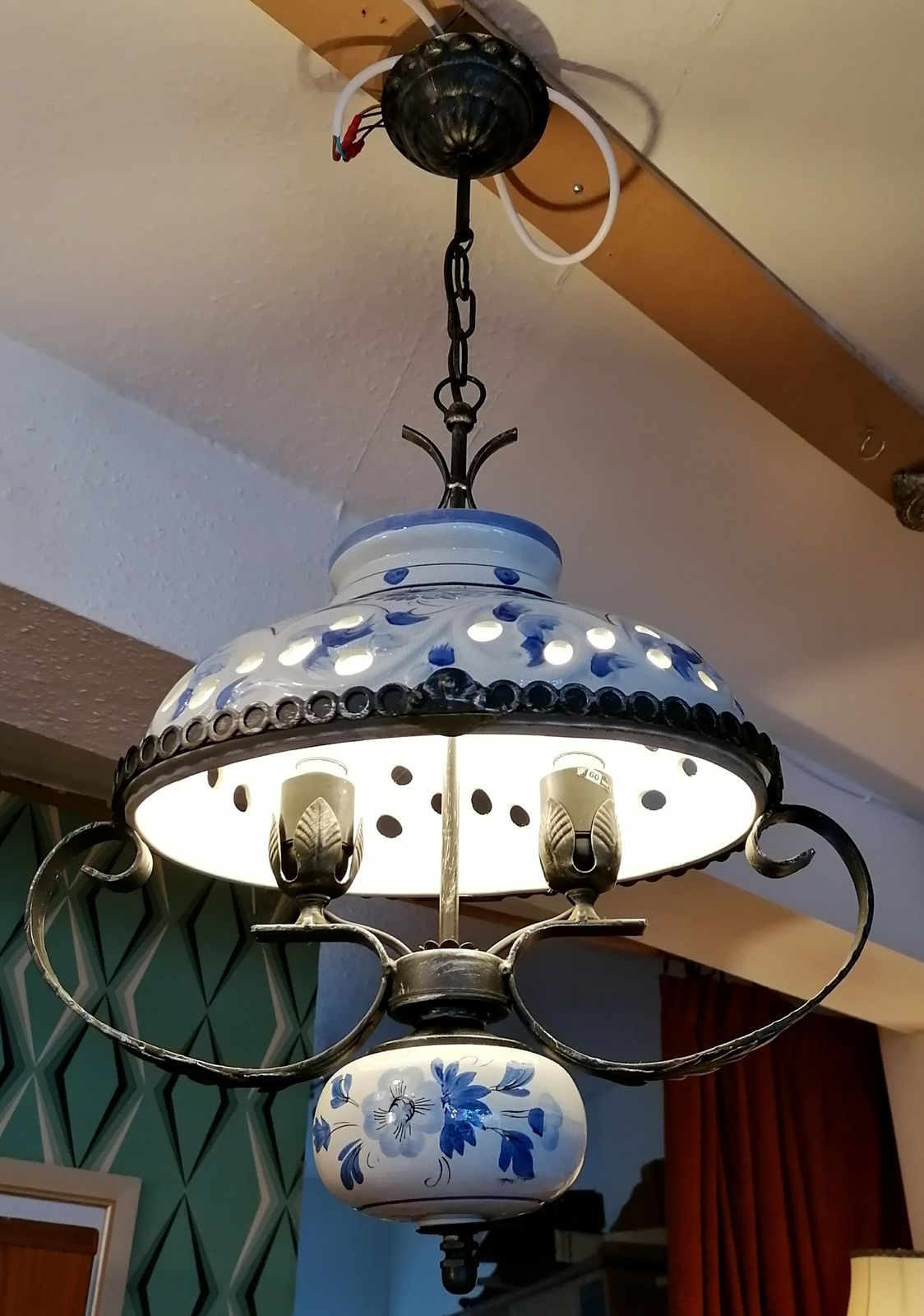 Vintage Pendant Light    Superb Dutch Design. Lovely!   £125 Ref 5190