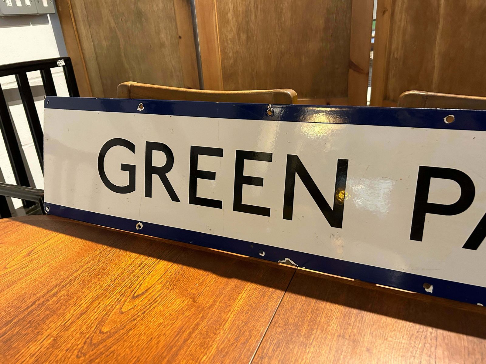1950s Vintage Enamel London Underground 'Green Park' Sign photo for sale