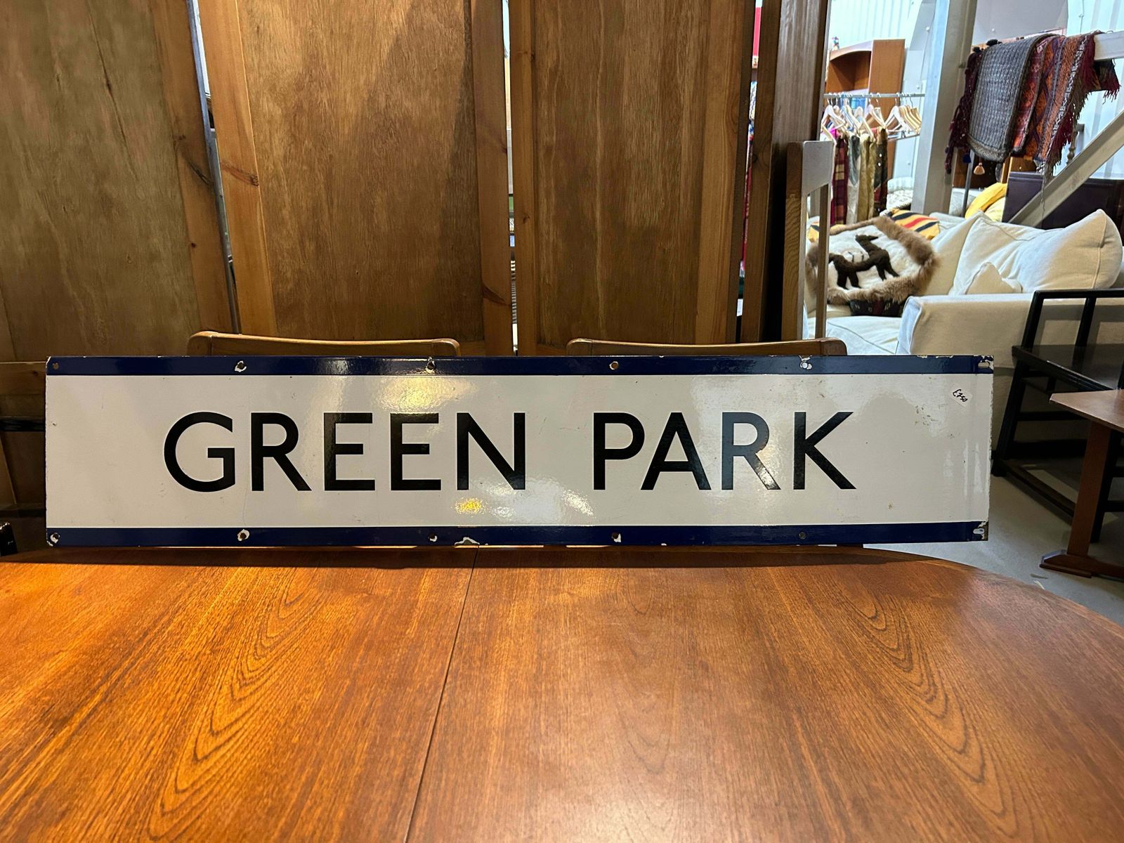 1950s Vintage Enamel London Underground 'Green Park' Sign photo Home Decor
