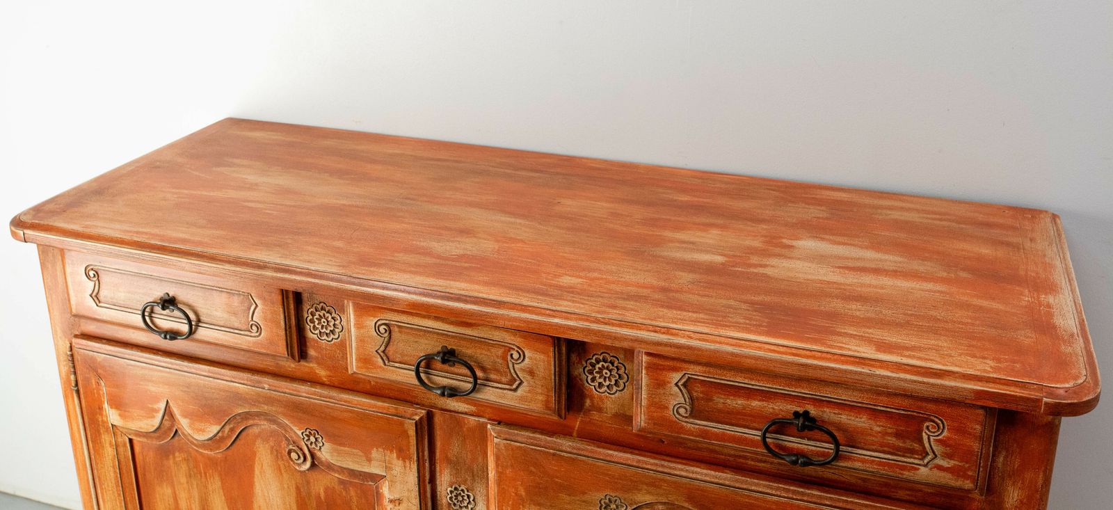 Antique Sideboard Dresser French Louis XV Carved Walnut Buffet, 19th Century photo vintage