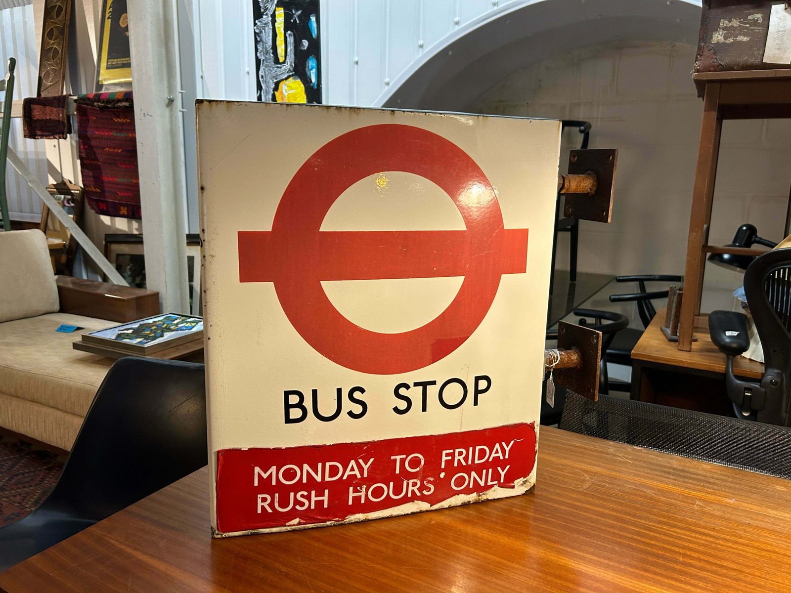 20th Century Vintage Enamel London Bus Stop 'Flag' Sign
