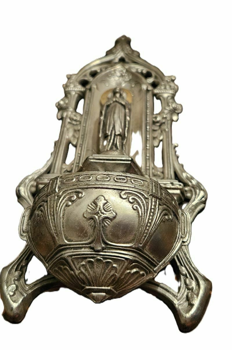 French Holy Water Font To Hang In Spelter With The Immaculate Conception photo 110.0