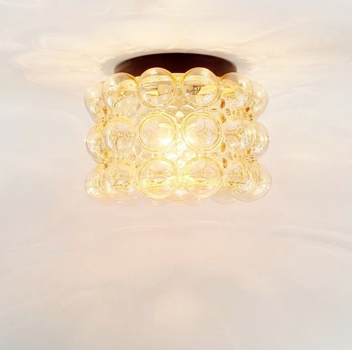 Mid Century Amber Bubble Glass Ceiling Light By Helena Tynell For Limburg, Germany, 1960s photo 600.0