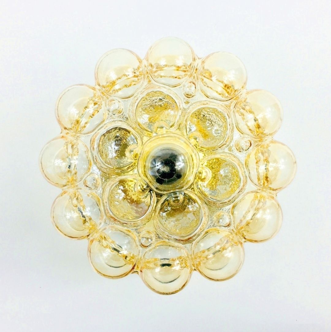 Mid Century Amber Bubble Glass Ceiling Light By Helena Tynell For Limburg, Germany, 1960s photo Lighting