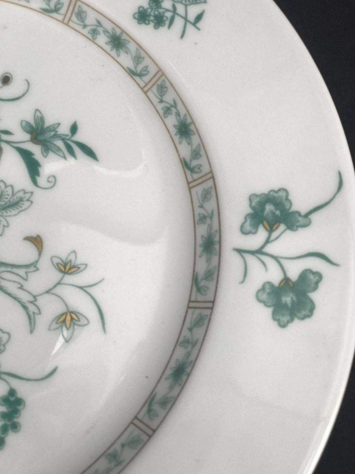 6 Porcelain Bernardaud Limoges Dinner Plates Set Pekin Pattern Discontinued Replacement Golden Rim Romantic Green Plants Flowers Christmas photo buy