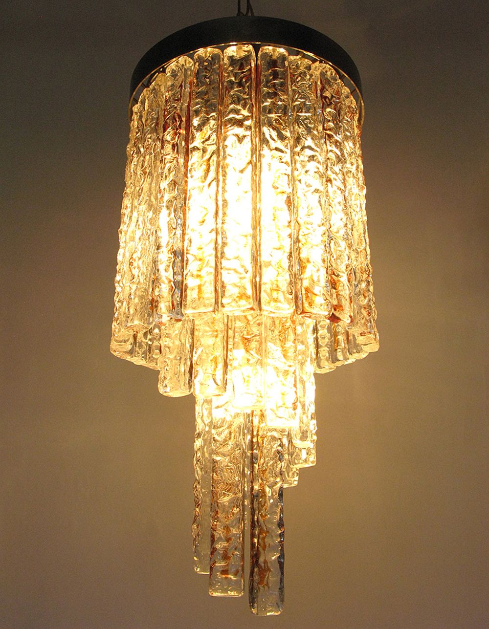 1950s Italian Spiral Chandelier In Murano Glass By Mazzega photo for sale