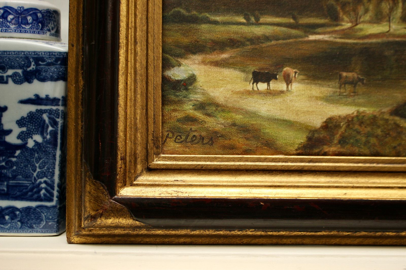 Peters (XX ), Watering The Cows, A Bucolic Idyl, Oil On Canvas, Smart Frame photo for sale