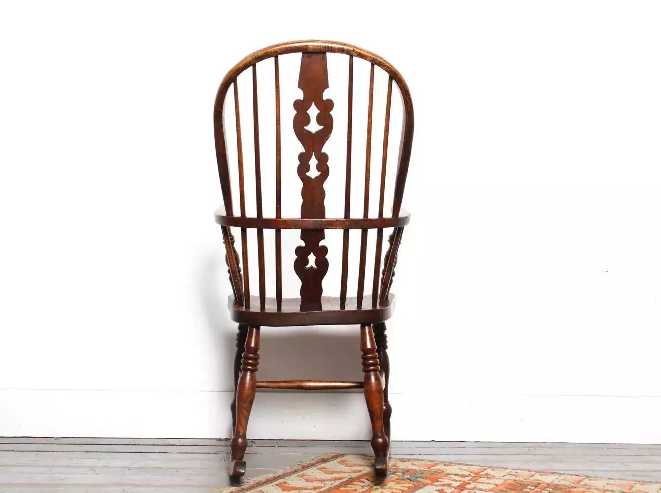 19th Century Antique Elm Windsor Rocking Chair photo vintage