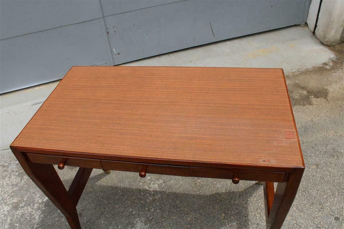 photo for sale Small Walnut And Laminate Desk With Drawers Gio Ponti 1950 With Authentication