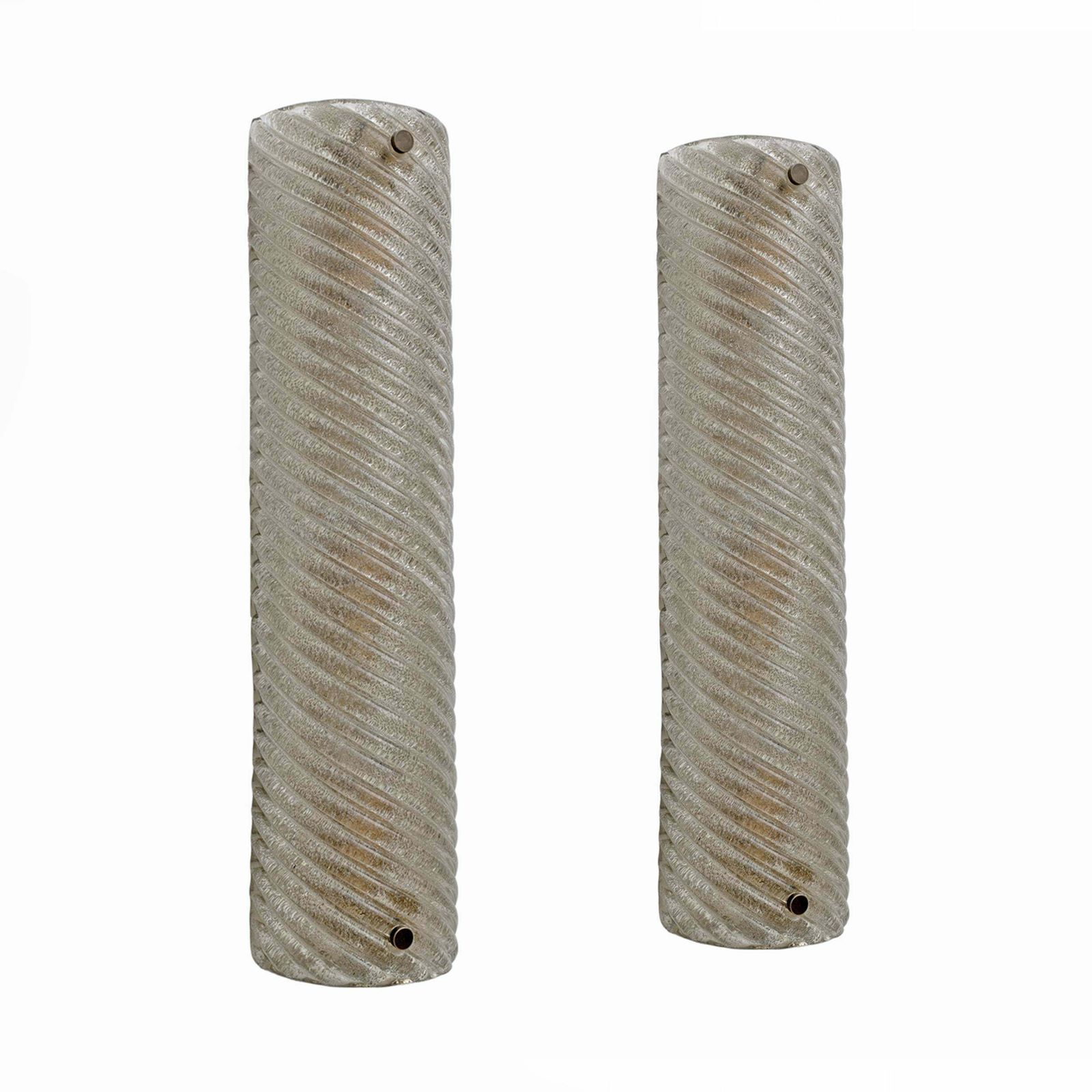 Pair Of Barovier & Toso Style Modern Murano Glass Smoked Twisted Sconces / Cm H50 photo furniture