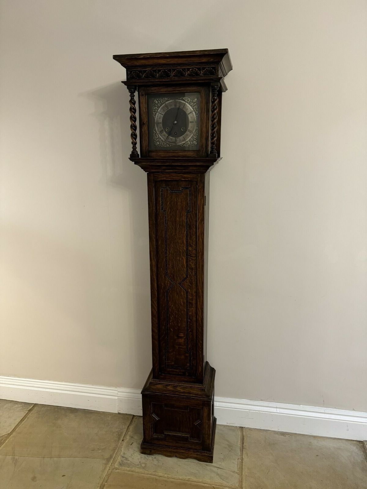 Fine Quality Antique Oak 8 Day Chiming Grandmother Clock photo buy