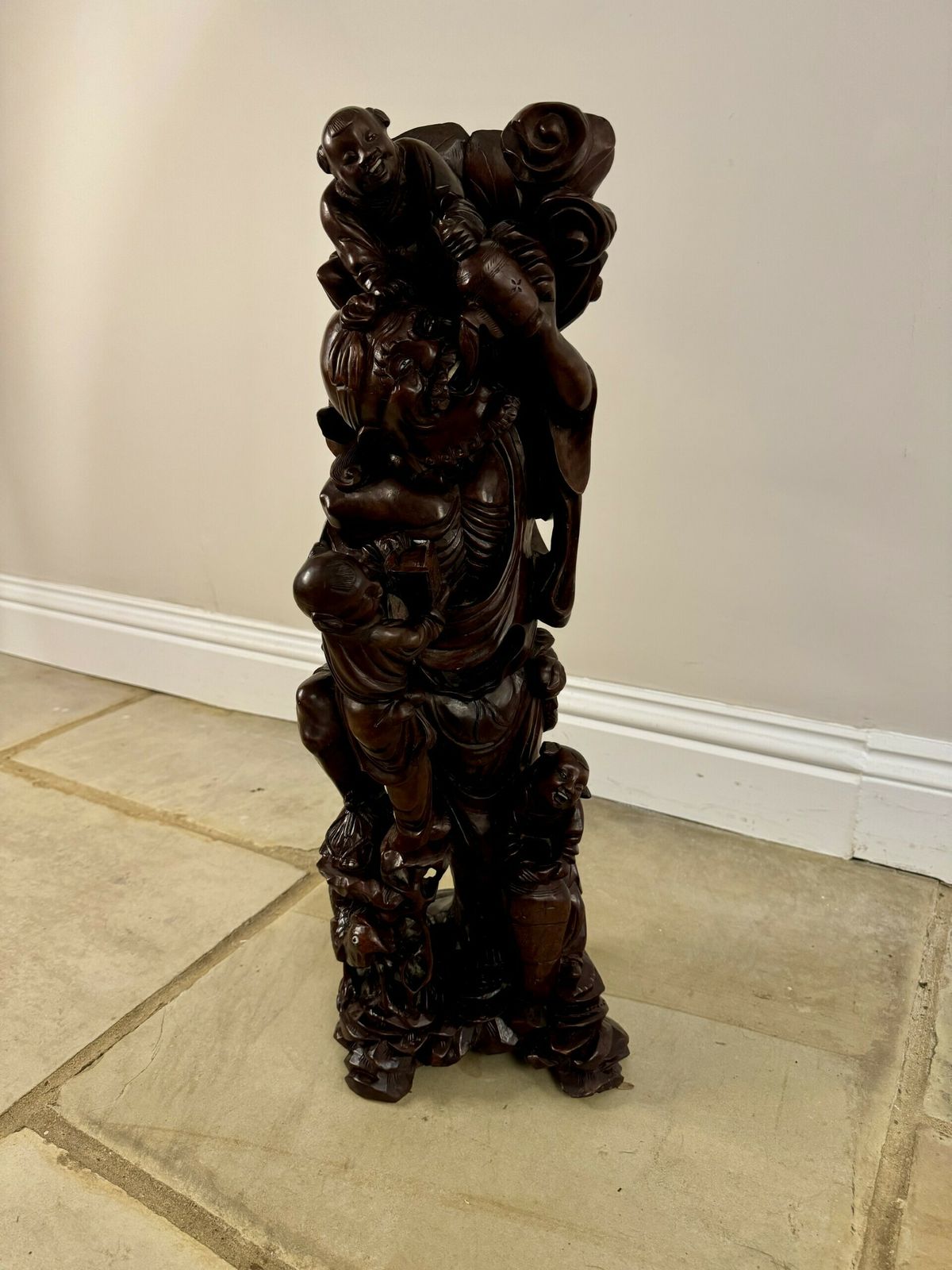 Superb Quality Large Antique Carved Hardwood Chinese Figure photo for sale