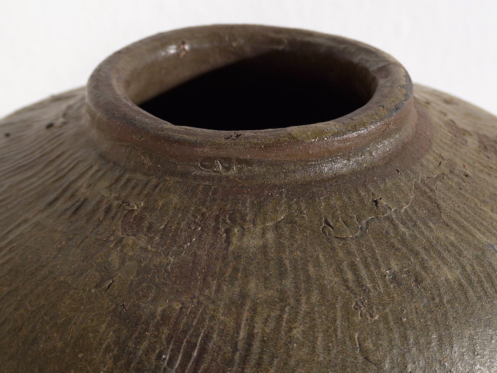 Large Antique Olive Green Vase (C.1900) #3 photo for sale