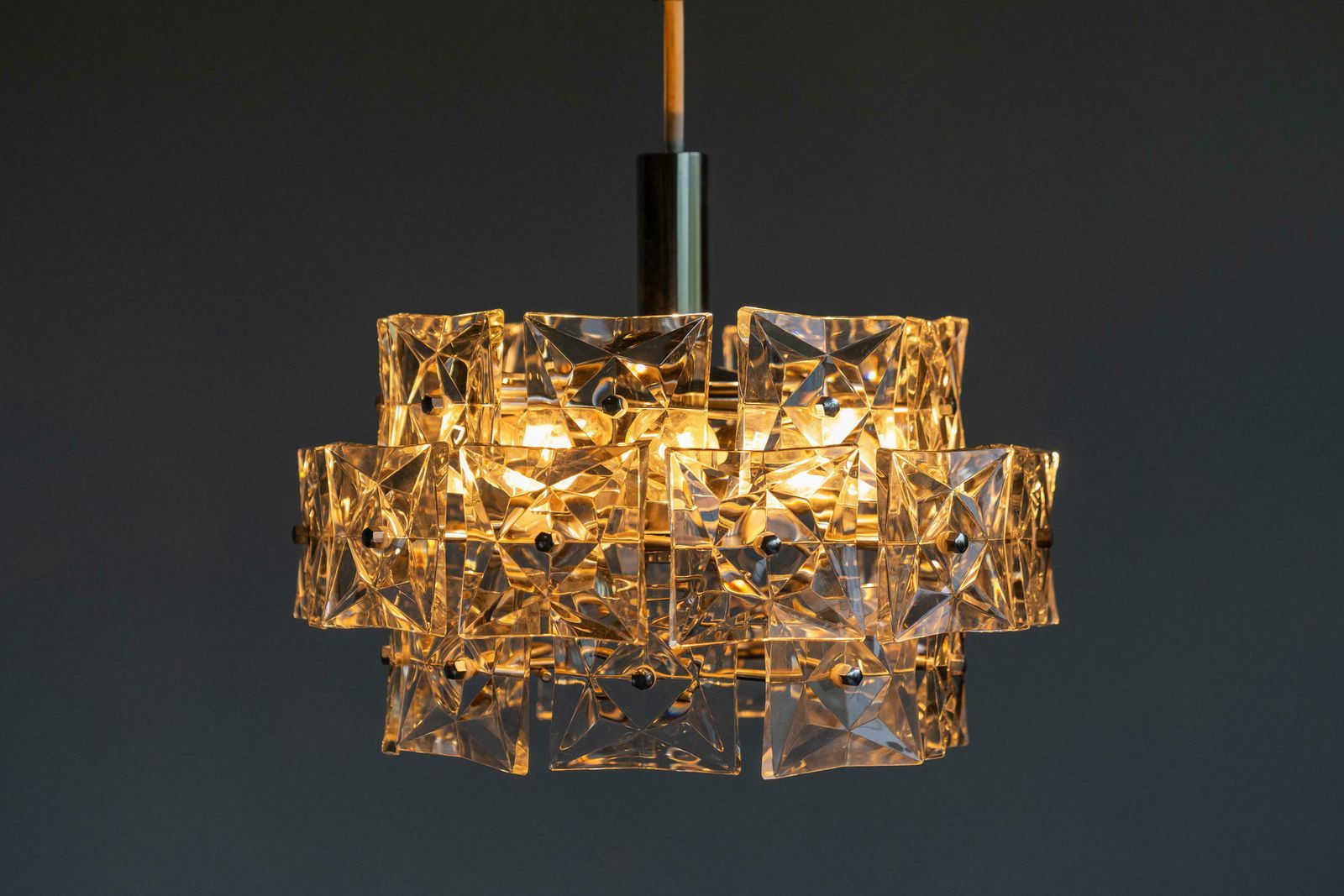 Mid Century Crystal Glass Chandelier By Kinkeldey Germany, 1960s photo for sale