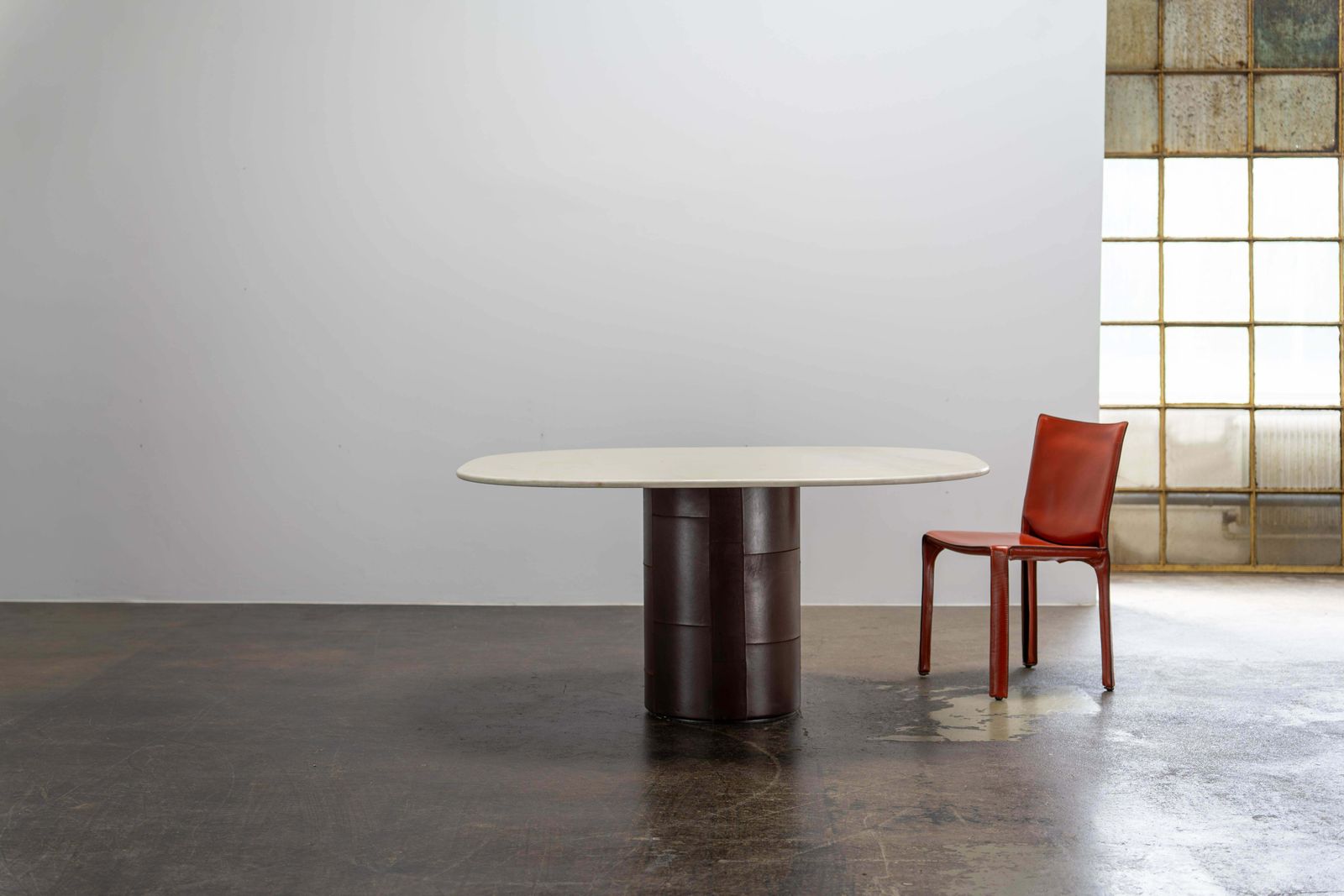Leather And Marble Dining Table By Afra And Tobia Scarpa B&B Italia, 1974 photo vinterior