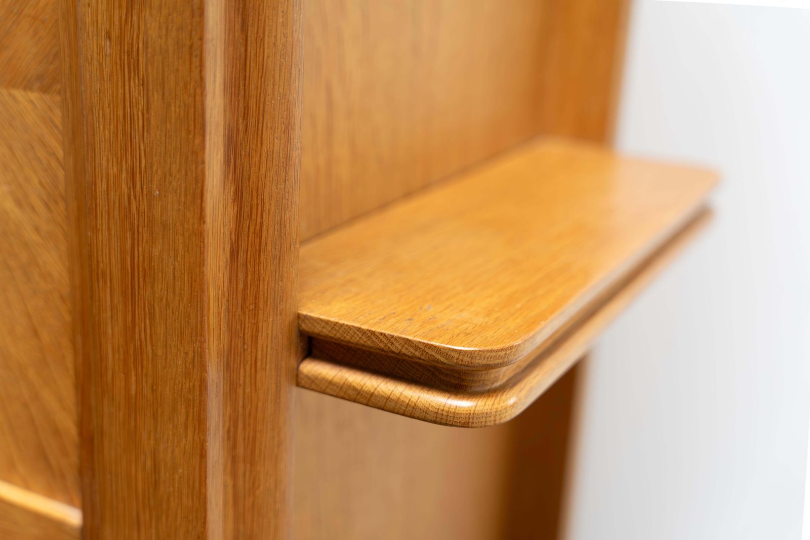 Oak Secretary With Ceramic Handles By Guillerme & Chambron, France, 1960s photo vinterior