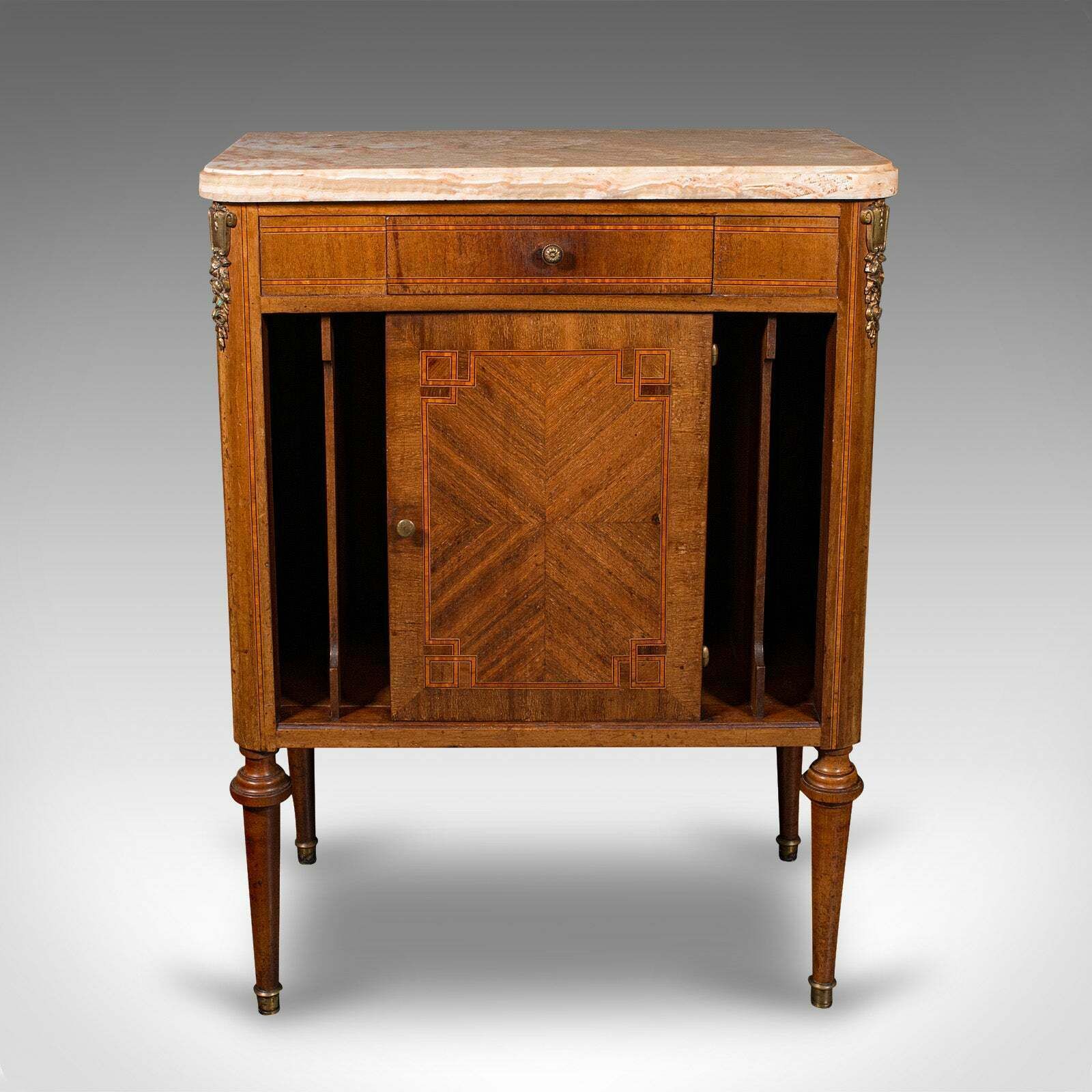 Antique Bedside Cabinet, French Kingwood, Marble, Nightstand Cupboard, Victorian photo furniture