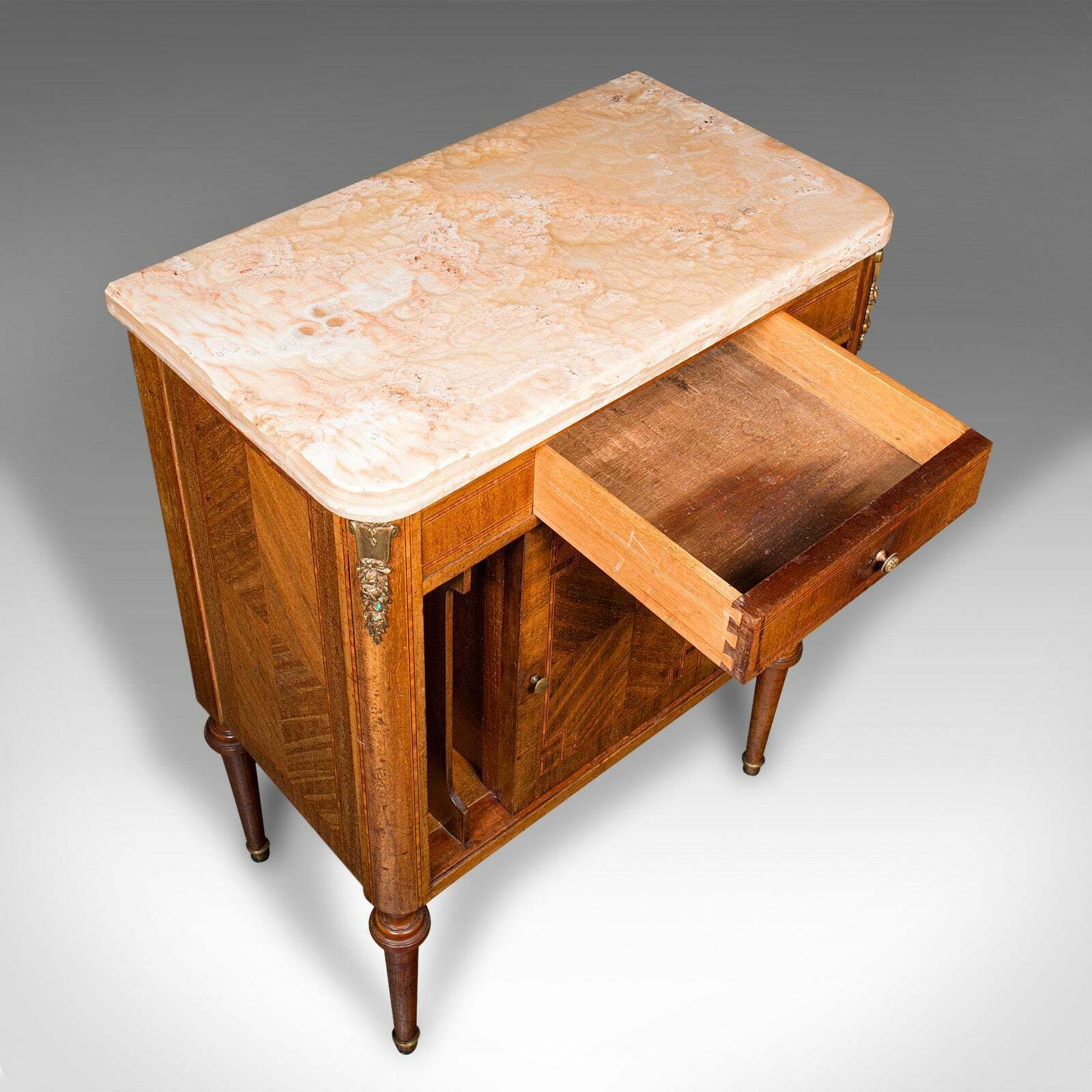 Antique Bedside Cabinet, French Kingwood, Marble, Nightstand Cupboard, Victorian photo buy