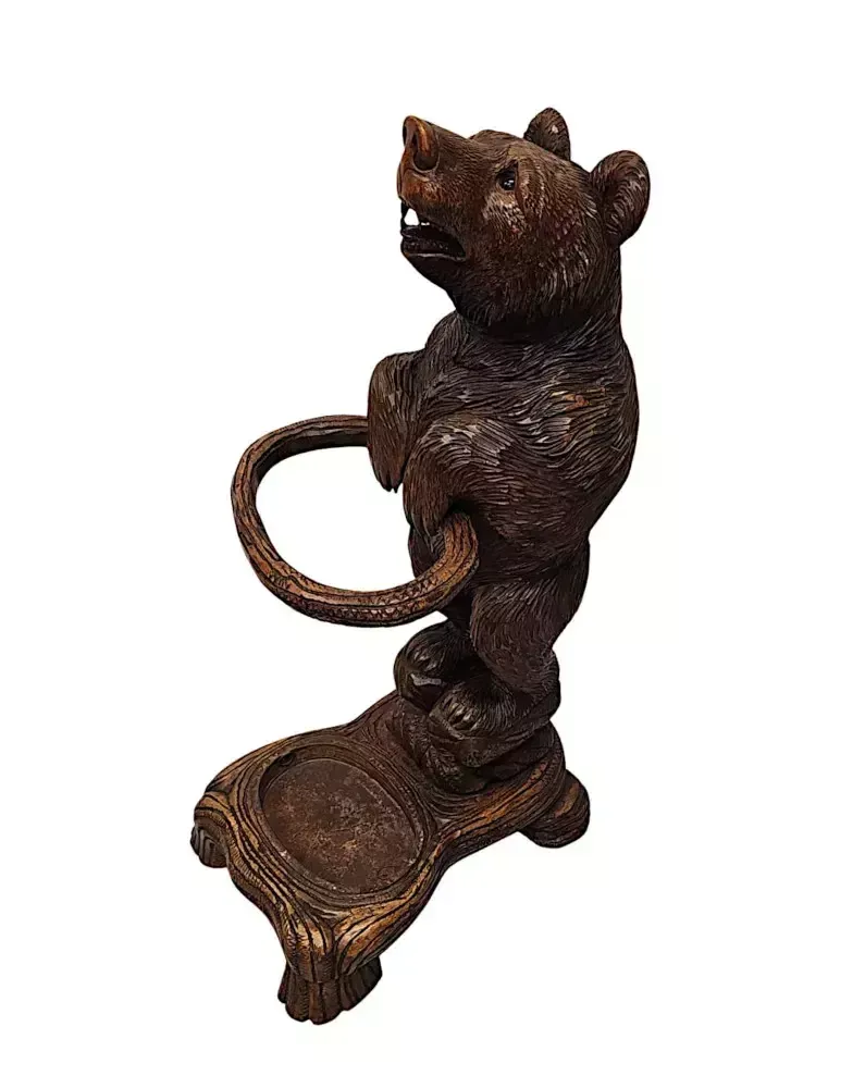 A Very Rare 19th Century Original Black Forest Bear Stick Or Umbrella Stand